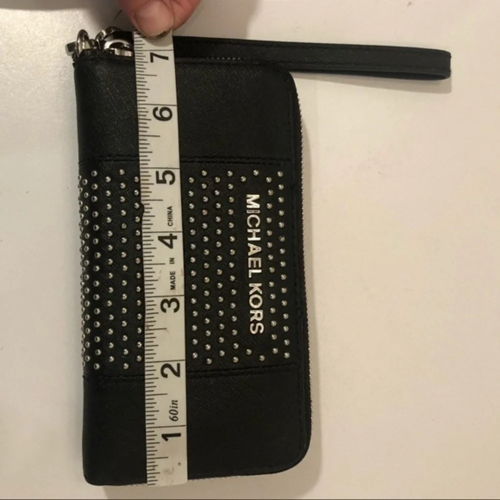 Michael kors black wristlet clutch micro studs